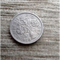 Werty71 Великобритания 6 пенсов 1959 Елизавета 2