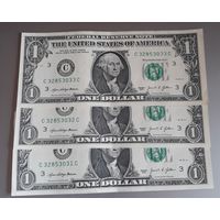 1 доллар 2021 США Три номера подряд