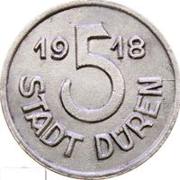 РАСПРОДАЖА!!! - ГЕРМАНИЯ ДЮРЕН 5 пфеннигов 1918 год