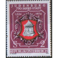Полная серия из 1 марки 1974г. Австрия "750 лет городу Юденбург" MNH