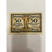 Нотгельд 50 пфеннигов 1921 год. Бельгерн. Веймарская республика - 2201