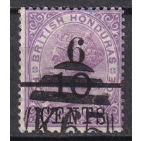 57.BrKCI. Великобритания. Колонии. Британский Гондурас. Стандарт. Виктория. Надпечатка нового номинала. 1891 г. 6C. Mi.#26b.