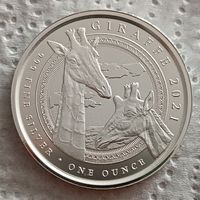 Гвинея 1000 франков 2021 Жираф унция 999