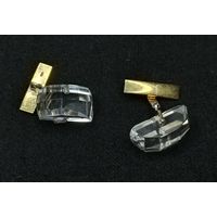 Винтажные серебряные запонки с горным хрусталём СССР. 875 пр.