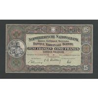 Швейцария 5 франков 1949 года. Тип Р-11n. Состояние XF+