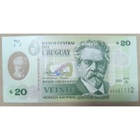 20 песо 2020 года - полимер - Уругвай - UNC
