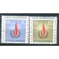 Индонезия - 1968г. - 20 лет декларации прав человека - 2 марки - полная серия, MNH с пожелтением клея [Mi 596-597]. #4-W2-Z-1-14