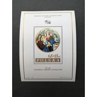 Польша 1985 Блок Mi.96 тип II с надпечаткой "35 лет Союзу филателистов Польши" и маркой "Международная филателистическая выставка "ITALIA-85"" (чистый**) Mi.2997 каталог 7.50 евро