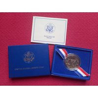 США 50 центов 1/2 доллара 1986 Нация эмигрантов, двор S, Proof (капсула, сертификат, коробка)