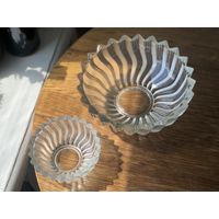 Салатница ваза для фруктов блюдо стекло Barolac Баролак Чехия 25 и 14см