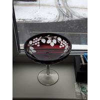 Винтажная ваза-конфетница или фруктовница из рубинового стекла