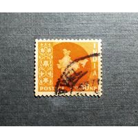 Марка Индия 1957 год Карта