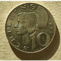 1958 год серебро 10 шиллингов Австрия