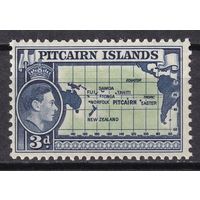 168.BrK. Великобритания. Колонии. Острова Питкэрн. Георг VI. Местные мотивы. 1940 г. 3P. Mi.#5.