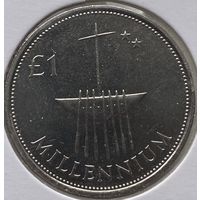 Ирландия 1 фунт 2000 г. Миллениум. Корабль. В холдере