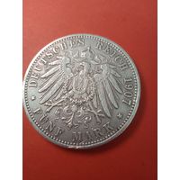 5 марок 1907 Германия. Серебро. С рубля. (17) Отличные.