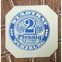 Нодгельд 2 пфеннига 1918 год. Вюрцбург. Веймарская республика