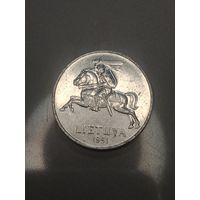 Литва 2 цента 1991 года .