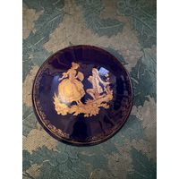 Шкатулка Бомбаньерка Свидание кобальт Лимож Франция винтаж