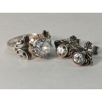 Серебряное Кольцо и серьги 875 пр. СССР. С рубля