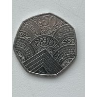 50 пенсов 2022 года.Юбилейная монета Великобритании.