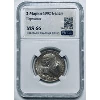 С рубля без мц! 2 марки 1902 Баден ms 66
