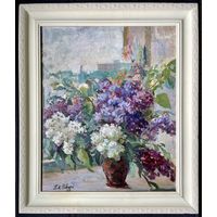Явич П.М "Сирень на окне",1959г. Холст, масло. Размер с рамой 70х80 см.
