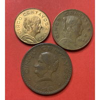 Мексика 3 разные монеты по 5 сентаво