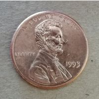 США 1 цент 1993 год , без отметки МД , KM# 201b ю