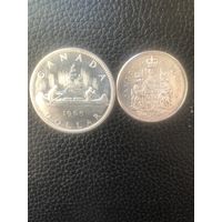 Канада 1 доллар 1965г, 50 центов 1963г