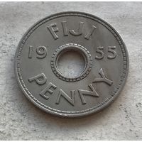 Фиджи 1 пенни 1955 Елизавета II - тираж 230.000