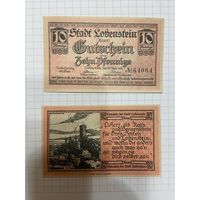 Нотгельд 10 пфеннигов Германия Лобенштайн-0301