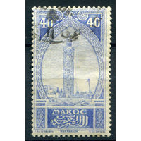 Французские колонии - Марокко - 1917г. - минарет, 40 с - 1 марка - гашёная [Mi 31]. #4-W1-127-A-1