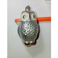 Игрушка на ёлку ,  Сова , винтаж , стекло , СССР .