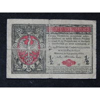 Польша 1/2 марки 1917г.