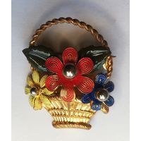 Брошь "Корзинка с цветами", Чехословакия