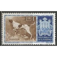Сан-Марино. Собаки. Пойнтер. Герб. 1956г. Mi#547.