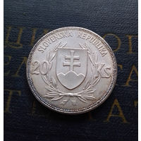 20 крон 1939 Словакия. Йозеф Тисо - Первый Президент Словацкой Республики #015A03 AU