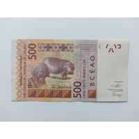 Западная Африка Сенегал 500 франков 2012 год, бегемоты