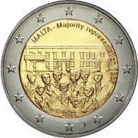 2 евро 2012 Мальта Совет большинства 1887 года. UNC из ролла