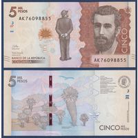 Колумбия, 5000 песо 2020 г., P-459 (AK, 26.05.2020, поэт-романтик Хосе Асунсьон Сильва), UNC