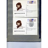 Открытка, Почтовая карточка, 1991, Заг. 230,  ЦВЕТАЕВА, 2шт чистая и СГ