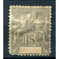 Французский Индокитай - 1899/1901г. - аллегория, 15 с - 1 марка - гашёная [Mi 19]. #4-W1-127-B-1