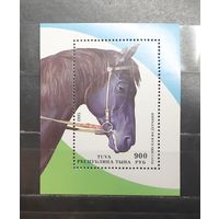 Республика Тыва. 1995 год. Фауна. Лошади (блок) (1217)