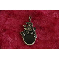 Кулон , серебро, камень  ручная работа (  2,5 см х 4,5 см