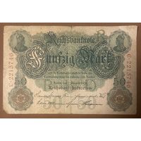 Банкнота 50 марок 1908 год. Германская империя.