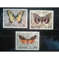 Латвия, 1996. Бабочки, полная серия. Mi-4,50 евро гаш.