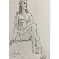 "Обнаженная утонченная" набросок а3
