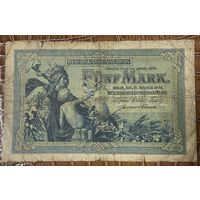 Банкнота 5 марок 1904 год. Германская империя.