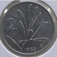 Италия 2 лиры 1955 г. В холдере